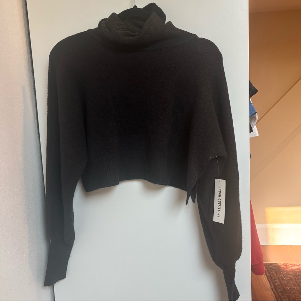 Urban Outfitters Black Cropped Turtleneck Sweater